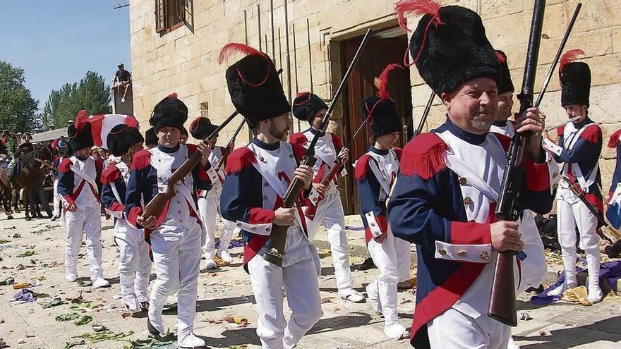 Recreación de la lucha contra los soldados franceses en el Pazo de Mos. // D.P.