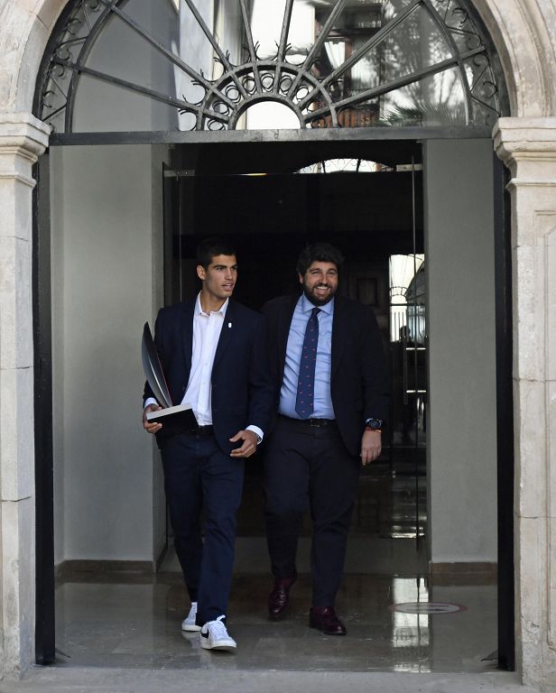 Carlos Alcaraz, en el recibimiento oficial tras su victoria en el Masters de Madrid