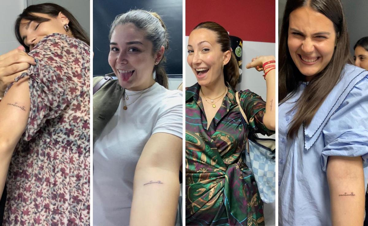 Las Damas, María Huesca, Laura Ramírez, María Martínez y Alba Caturla; posan con sus tatuajes.