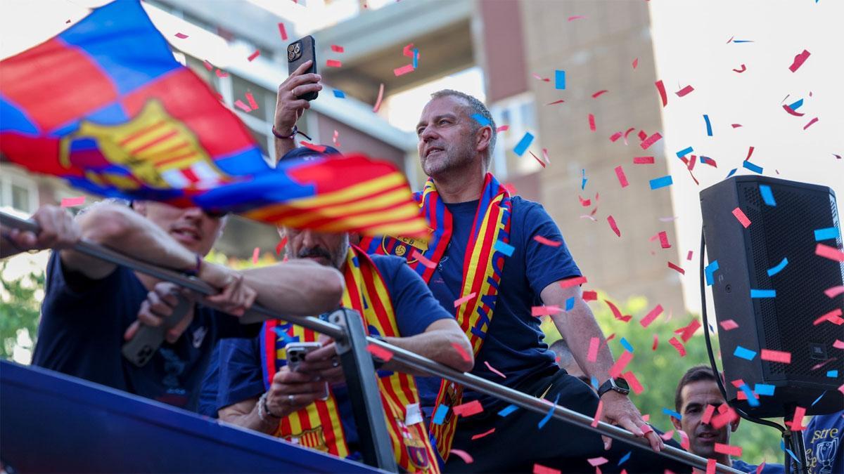 Hansi Flick, en la rúa de los campeones