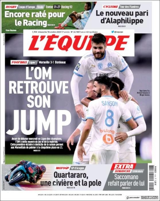 Portada L'ÉQUIPE domingo 18 octubre 2020