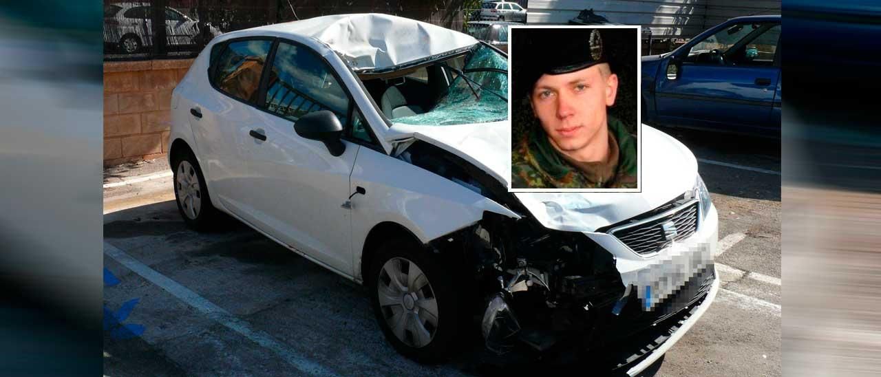 Das Unfallauto nach dem Crash auf der Autobahn in der Nähe der Playa.