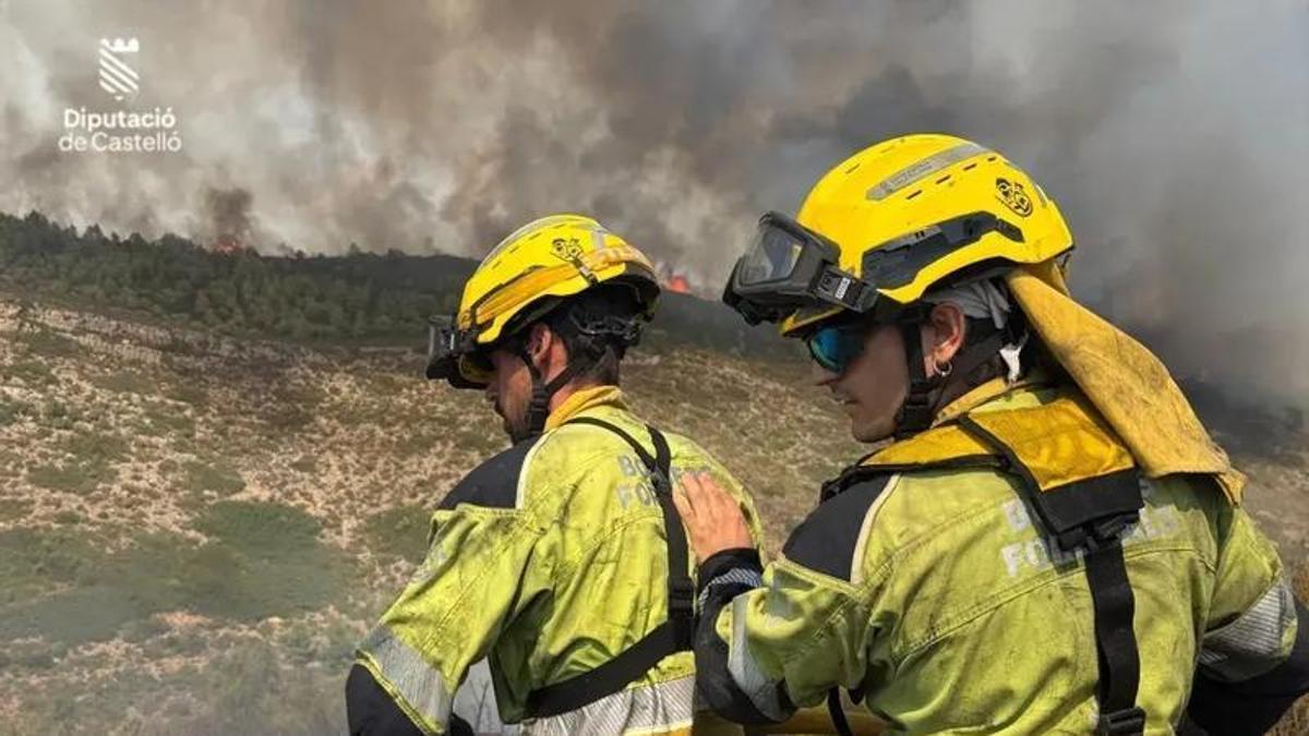 Bomberos del Consorcio Provincial trabajando en la extinción del incendio.