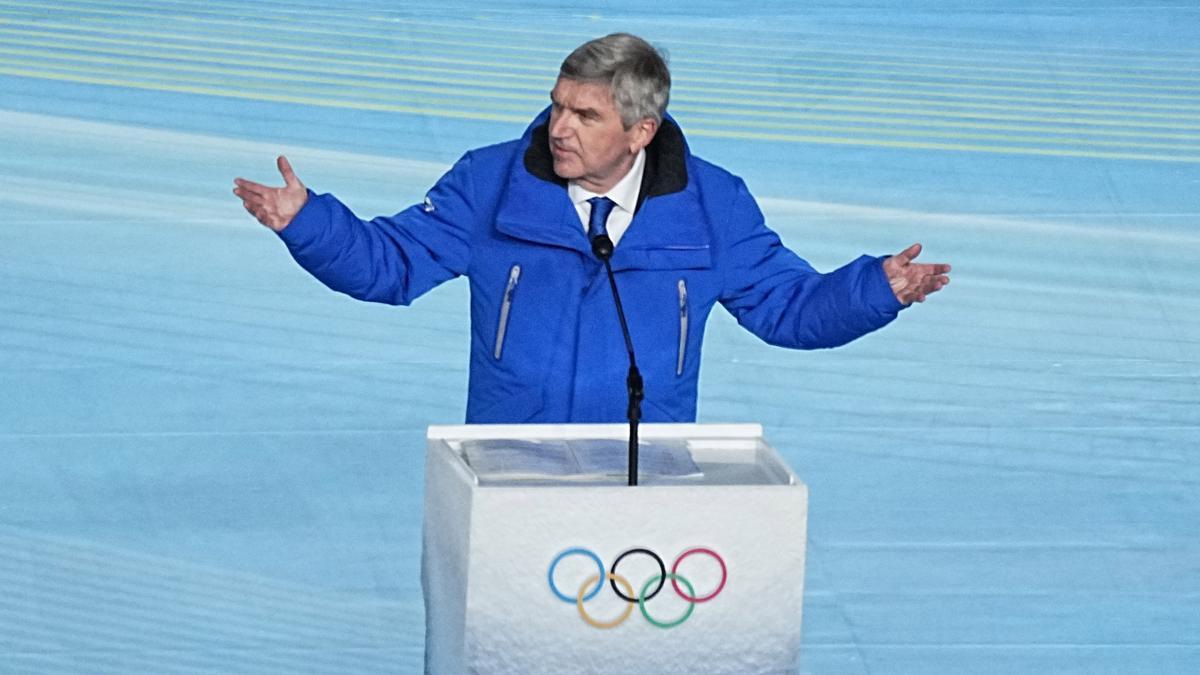 El presidente del COI, Thomas Bach, en el discurso inaugural de los Juegos de Pekín.