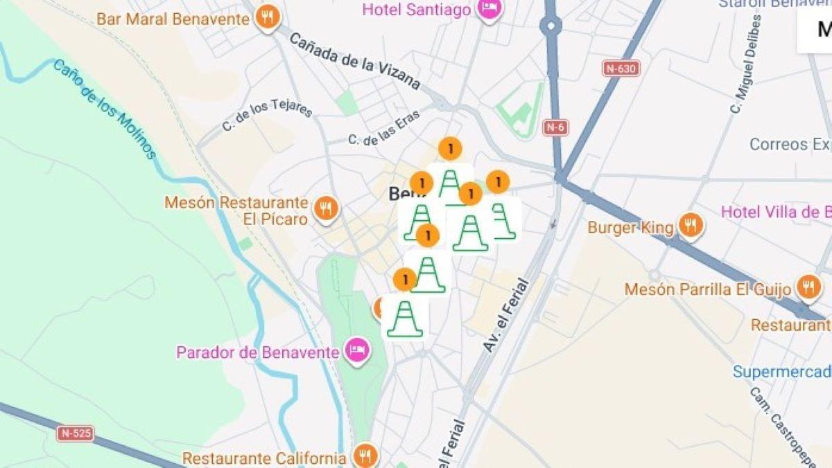Mapa de localización de las incidencias.
