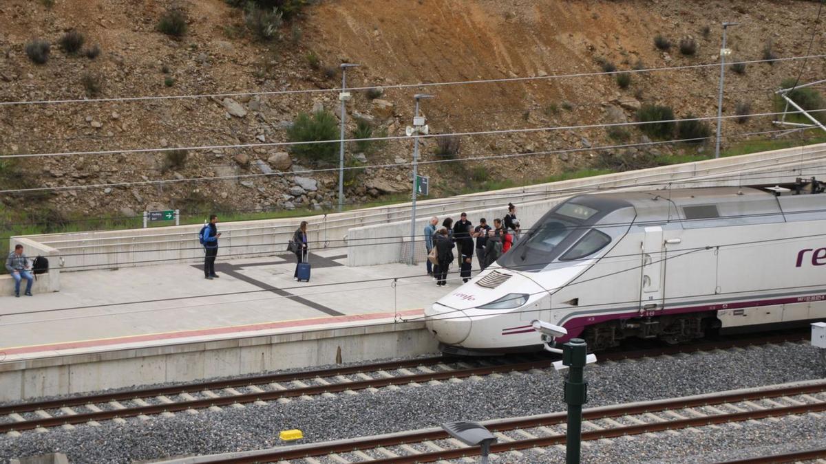 Llegada de un tren, ayer a la estación de Otero