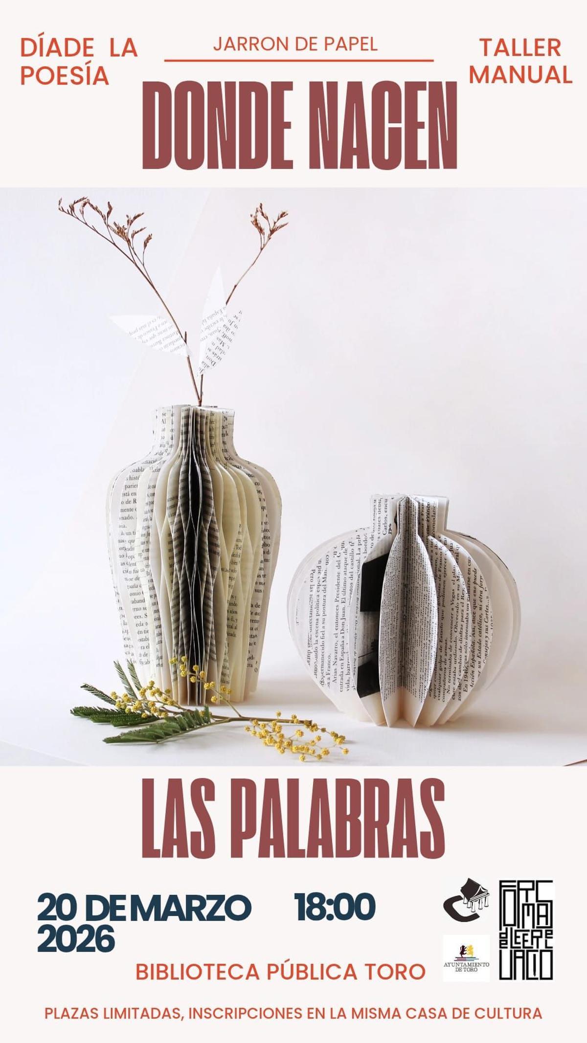 Cartel del taller "Donde nacen las palabras"