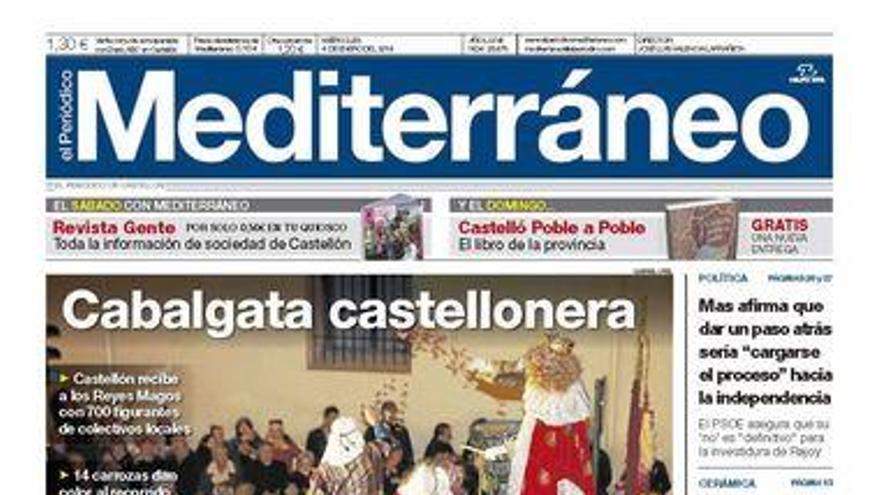 Castellón recorta el paro en 6.300 personas en 2015, en la portada de Mediterráneo