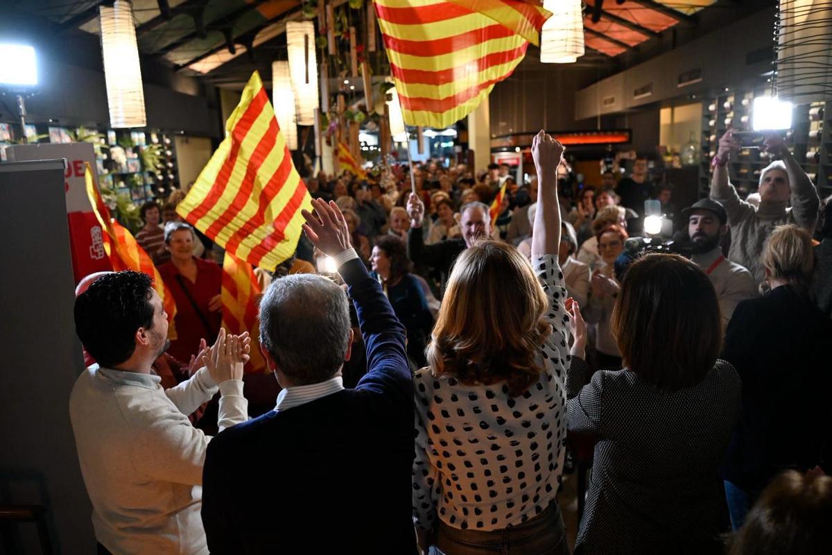 Pilar Alegría, en el mitin del PSOE en Ejea.