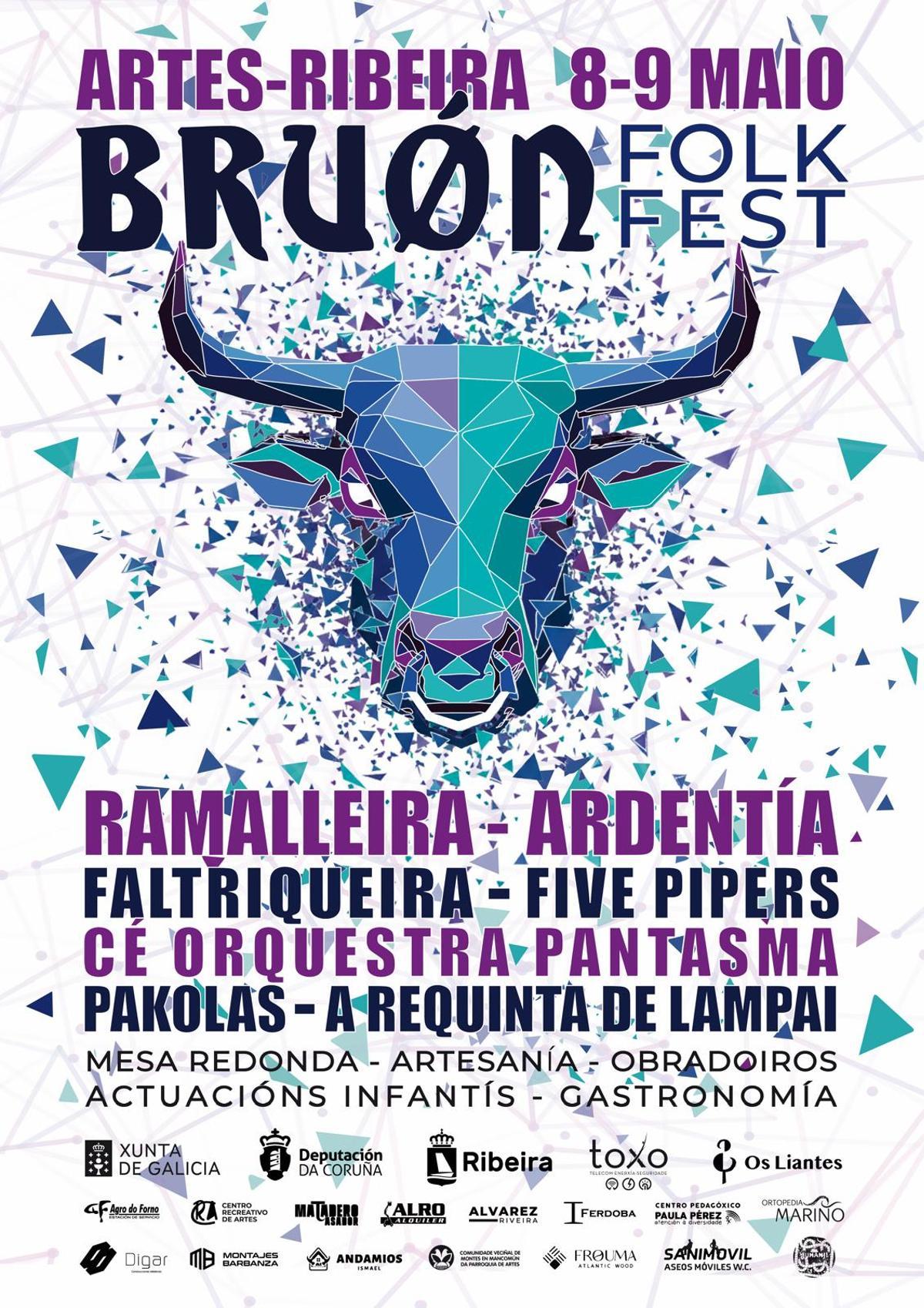 Cartel promocional do Bruón Folk Fest 2026, de Artes.