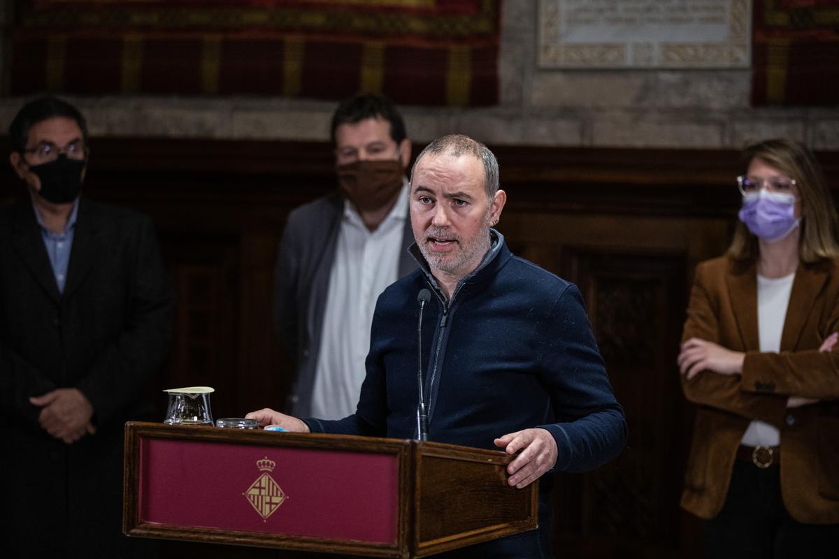 Eloi Badia, en una rueda de prensa celebrada en el ayuntamiento en marzo de 2022