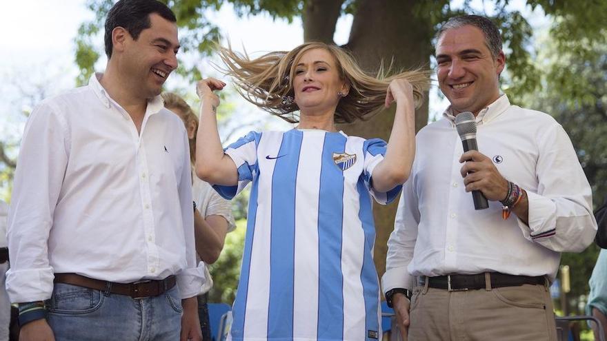 Moreno y Bendodo, con Cifuentes en un acto en Málaga en la última campaña electoral