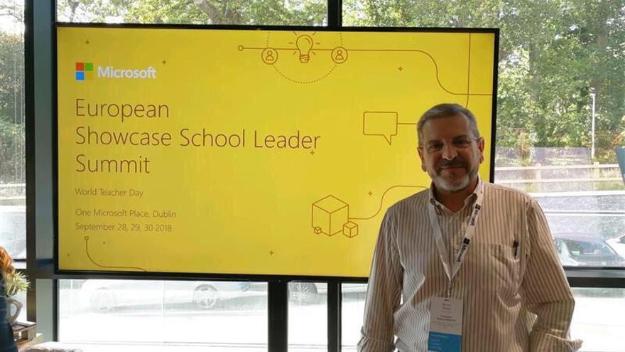 Francisco Texeira, de Maristas Málaga, en el encuentro Europeo de profesores de Schowcase School de Microsoft.