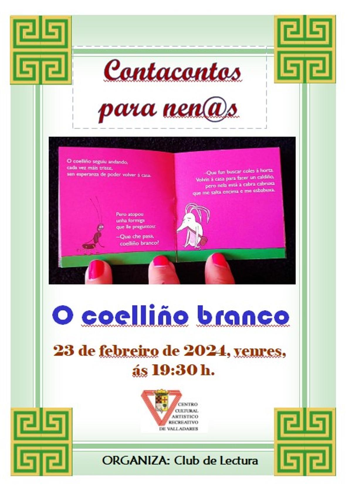 Cartel anunciador del cuentacuentos en Valladares.