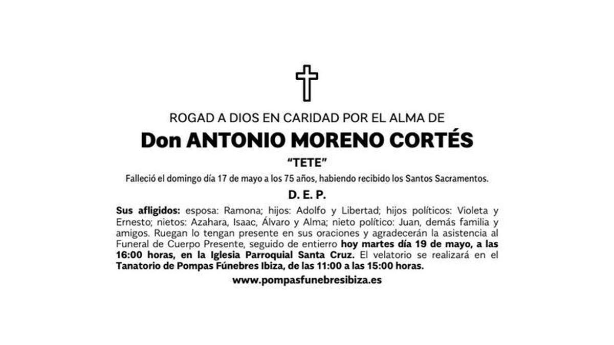Esquela Antonio Moreno Cortés