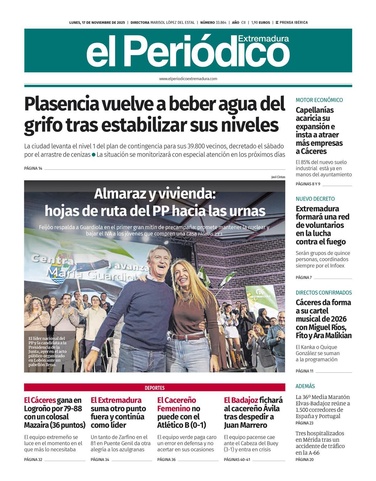 Consulta la portada correspondiente al día 17 de noviembre de 2025