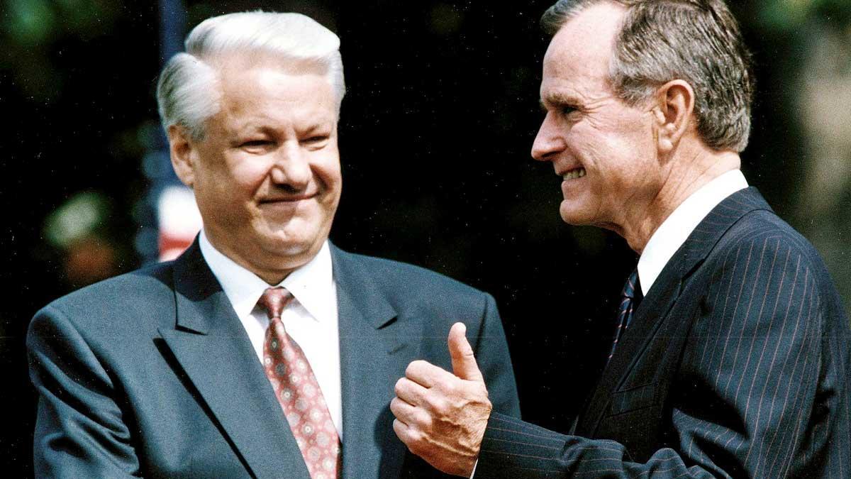 Encuentro entre George Bush y Boris Yeltsin en Washington en 1992.