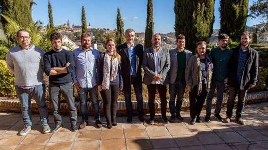 Secretarios generales de Podemos reunidos ayer en Toledo. // Efe