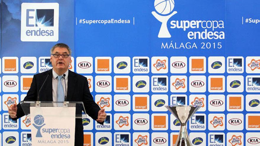 El presidente de la ACB, Francesc Roca, en la presentación de la Supercopa Endesa de Málaga 2015.