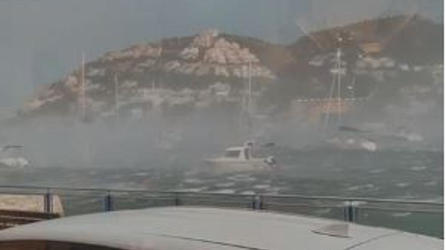 Caos en el puerto de Andratx durante la tormenta