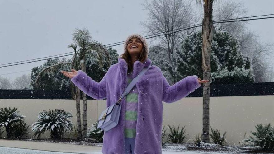 Paula Echevarría en la nieve tras el paso del temporal Filomena