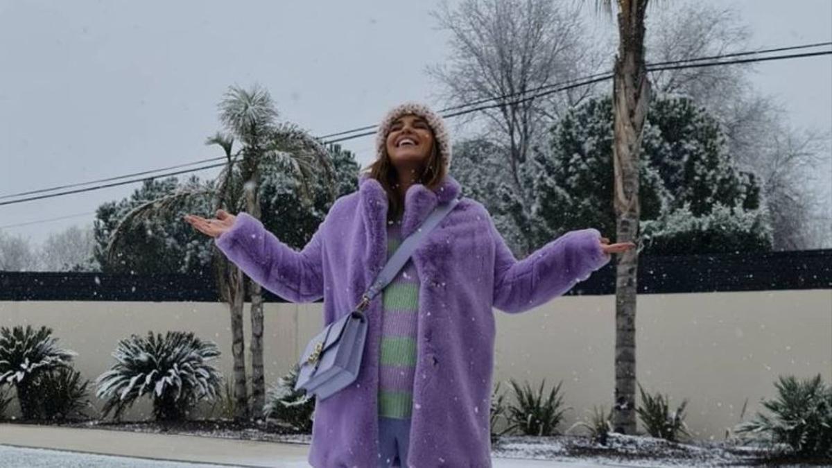 Paula Echevarría en la nieve tras el paso del temporal Filomena