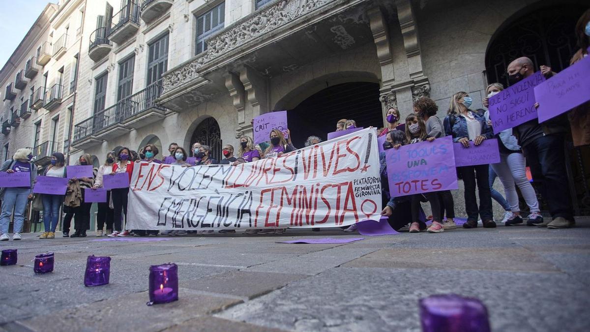 Concentració a Girona contra la violència masclista en una imatge d’arxiu.