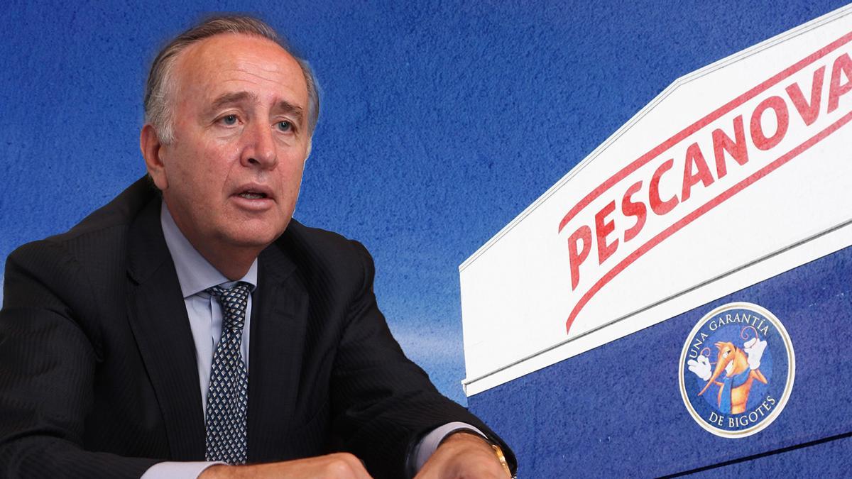 Manuel Fernández de Sousa con Nueva Pescanova de fondo.