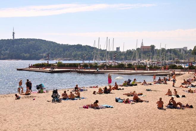 Playa de Bystranda, en Kristiansand, Noruega