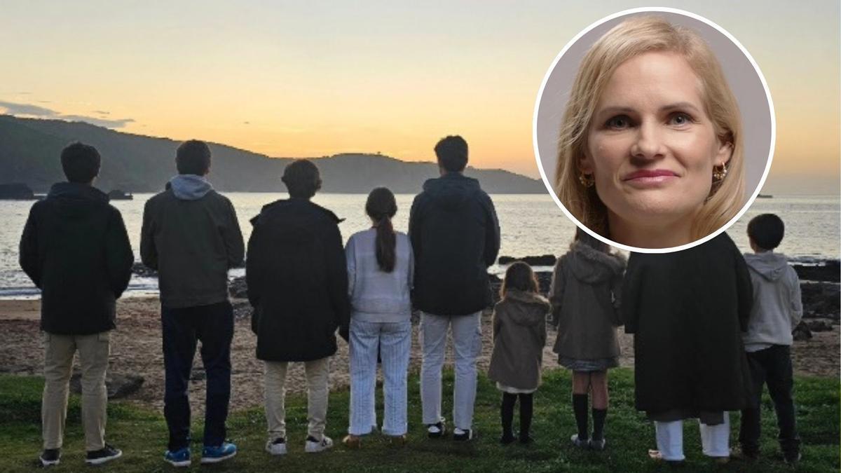 Paloma Blanc, en Asturias, con su familia numerosa