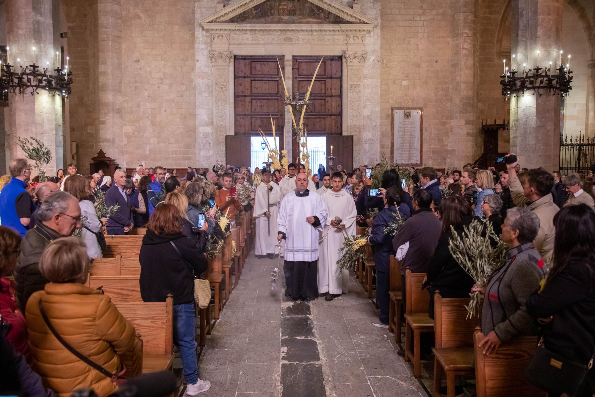 El obispo de Mallorca, Sebastià Taltavull, da el ‘sus’ al Domingo de Ramos, con la la bendición de los ramos y una misa en la Seu