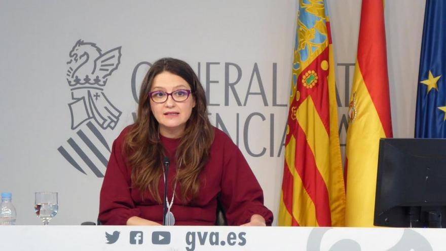 Mónica Oltra, en la rueda de prensa del Consell