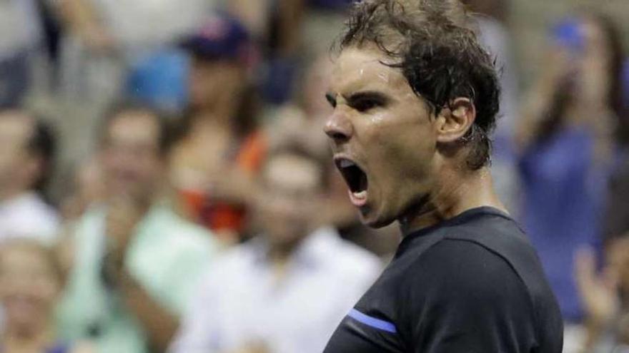 Nadal festeja un punto en el último Open USA. // Efe