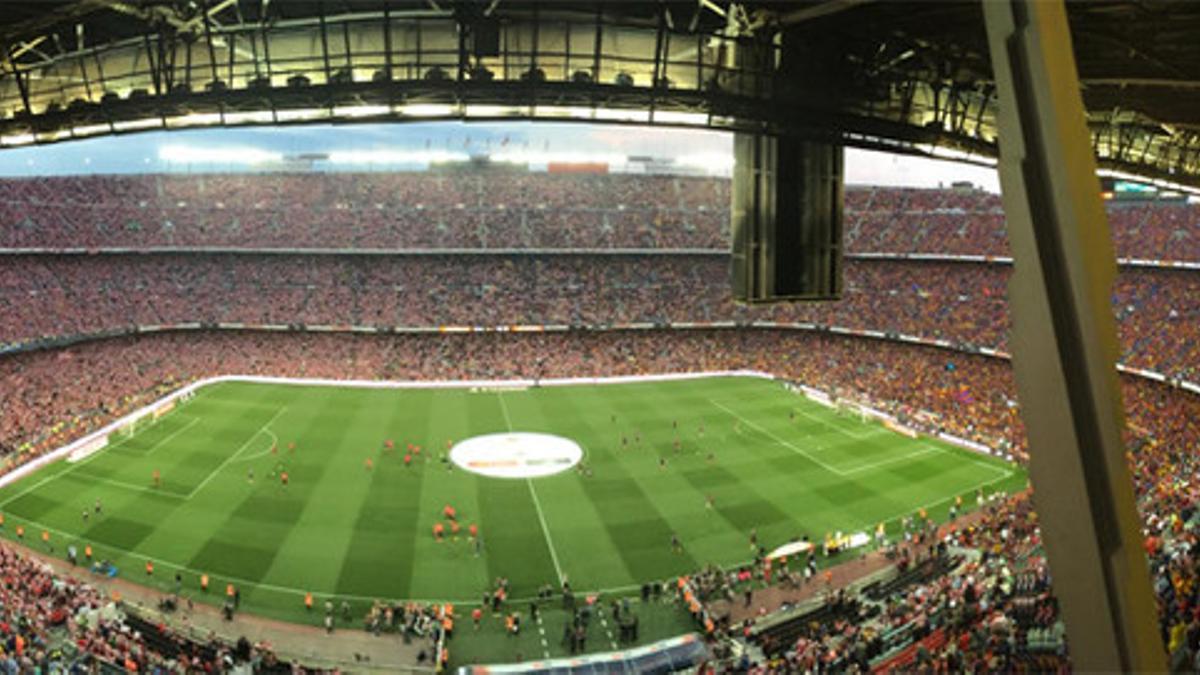 Panorámica del Camp Nou en la final de la Copa del Rey