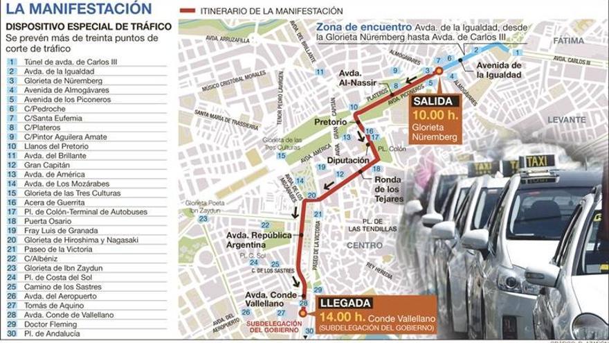 El Ayuntamiento establece un dispositivo especial de tráfico por la manifestación de taxistas de mañana