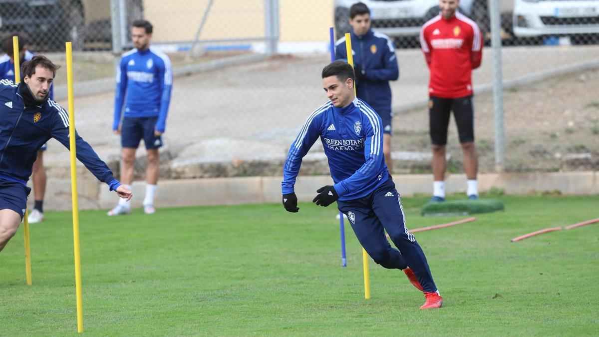 Bermejo, en un entrenamiento del Real Zaragoza.