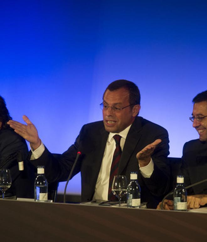 Sandro Rosell, durante la asamblea general del club, el pasado 5 de octubre.