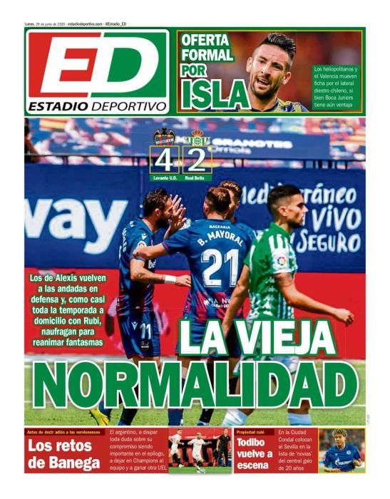 Portada ESTADIO DEPORTIVO lunes 29 junio 2020