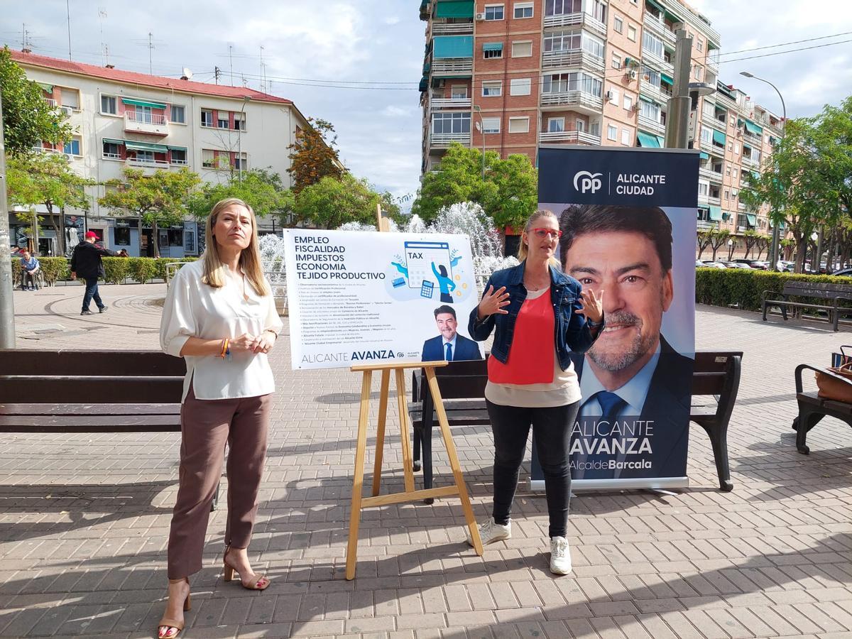 Lidia López y Mari Carmen de España presentan el programa electoral del PP en materia de fiscalidad, esta mañana