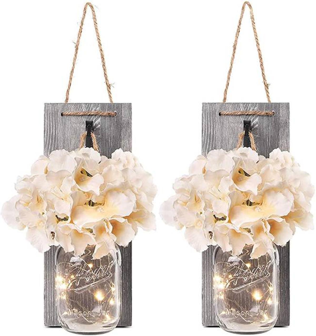 Apliques con luz led y flores
