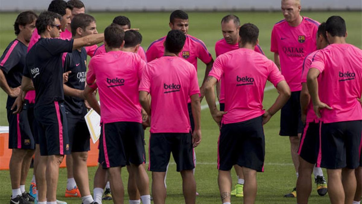 El plantilla del Barça en un entrenamiento
