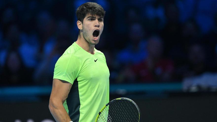 Carlos Alcaraz, durante el partdo ante Daniil Medvedev.