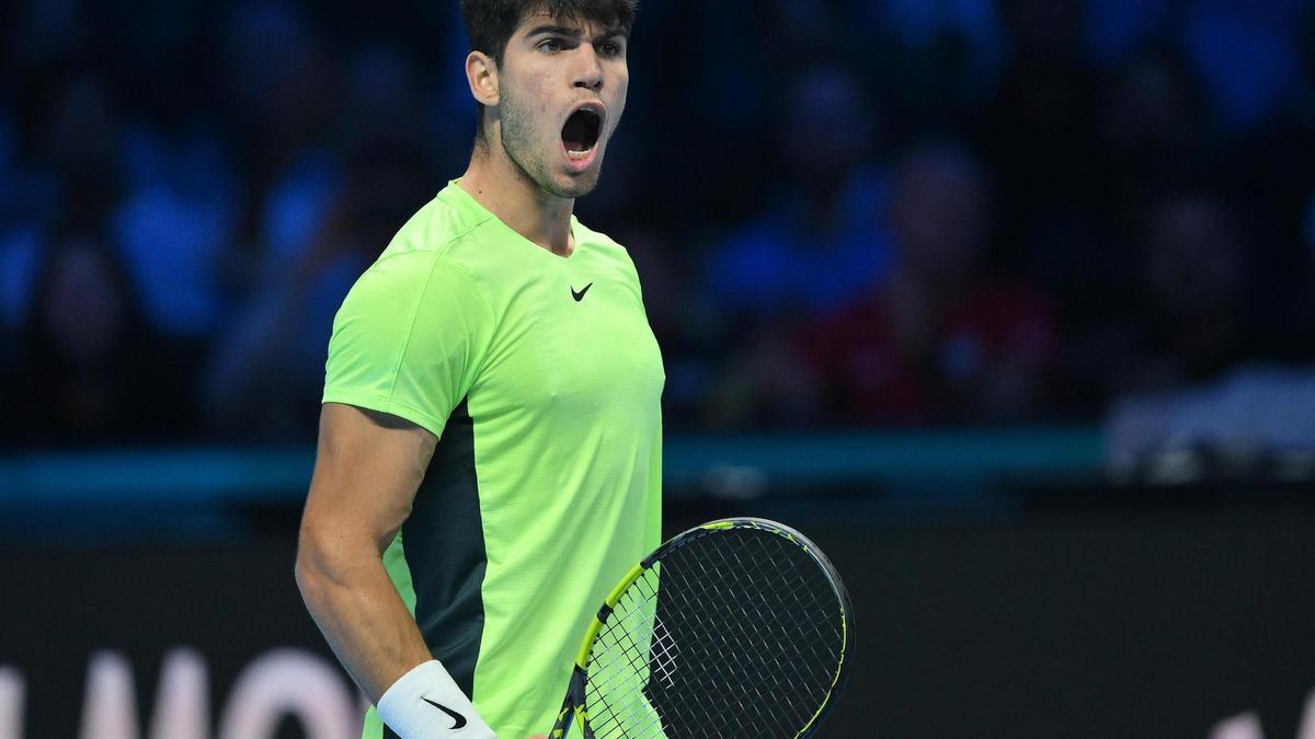 Carlos Alcaraz, durante el partdo ante Daniil Medvedev.