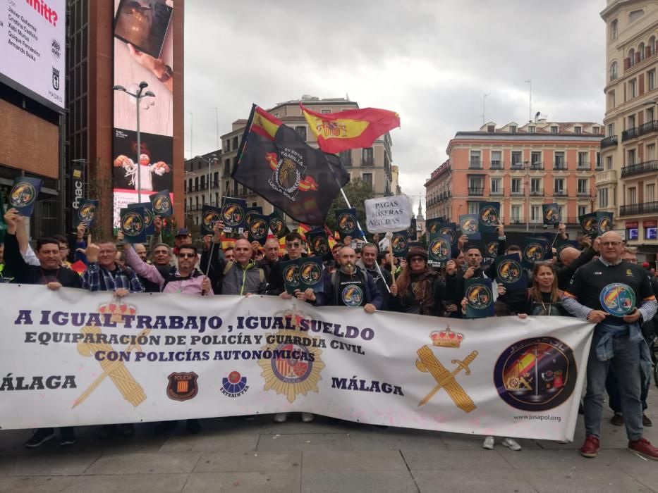 Malagueños en la manifestación de Jusapol en Madrid.