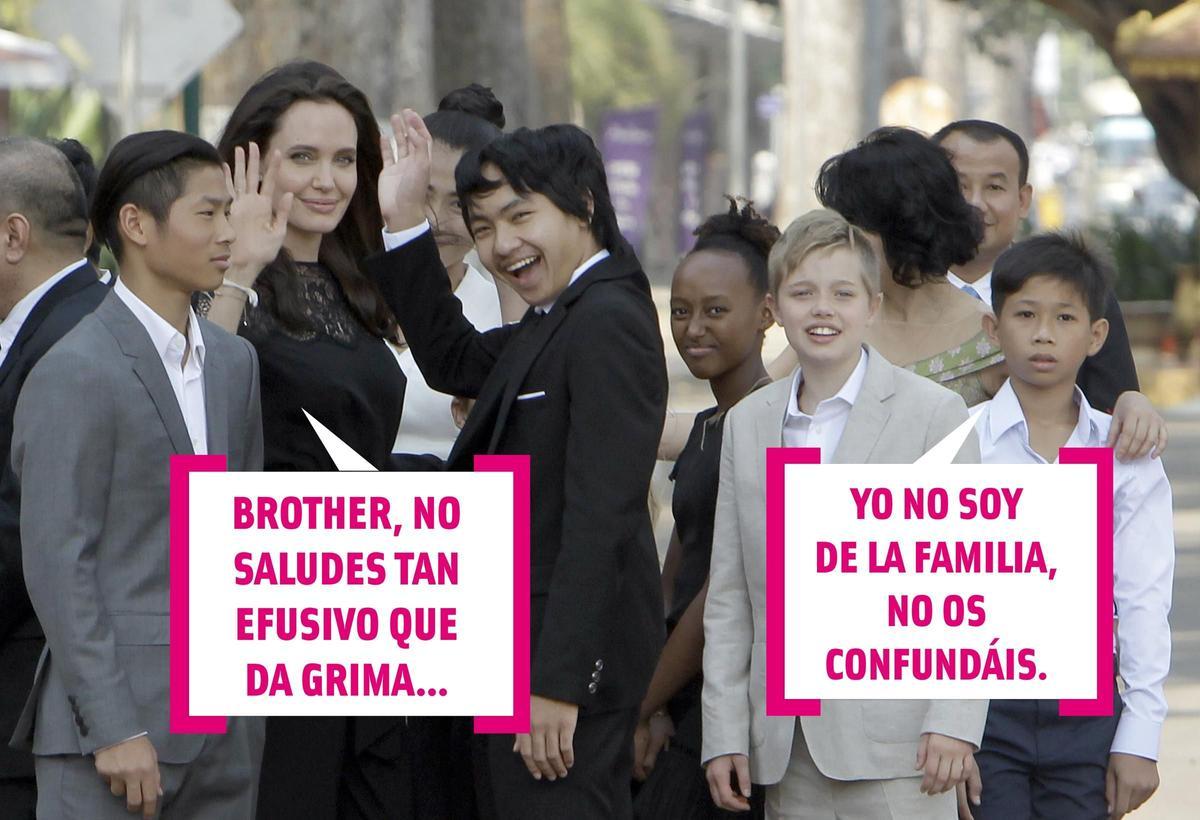 Angelina Jolie con sus hijos en Camboya