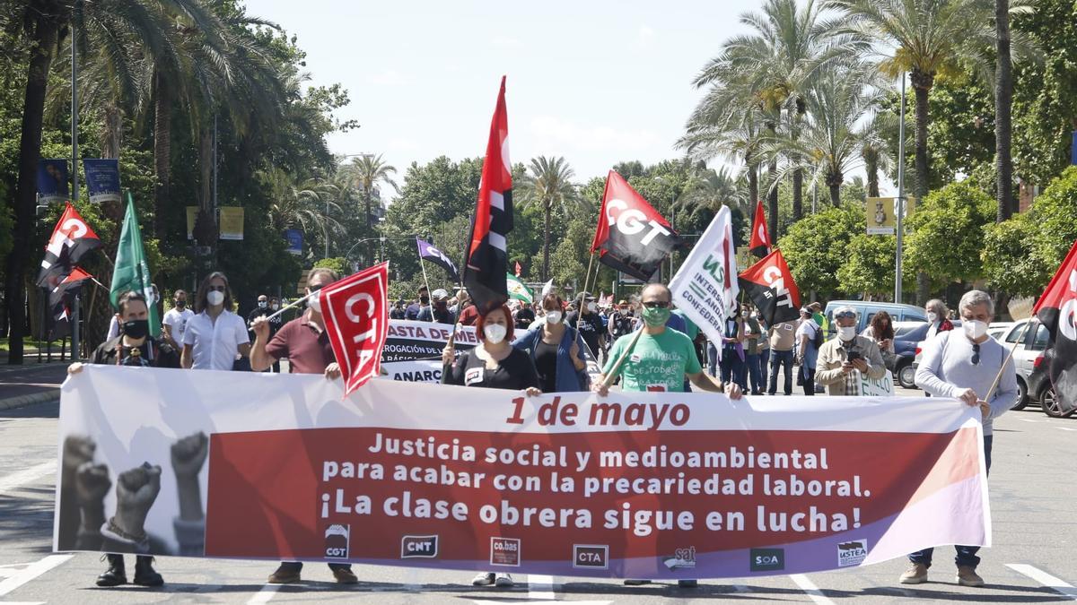 Manifestación de los sindicatos no mayoritarios.