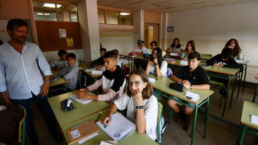 Un aula del IES Sánchez Cantón, ayer, primer día de clase.