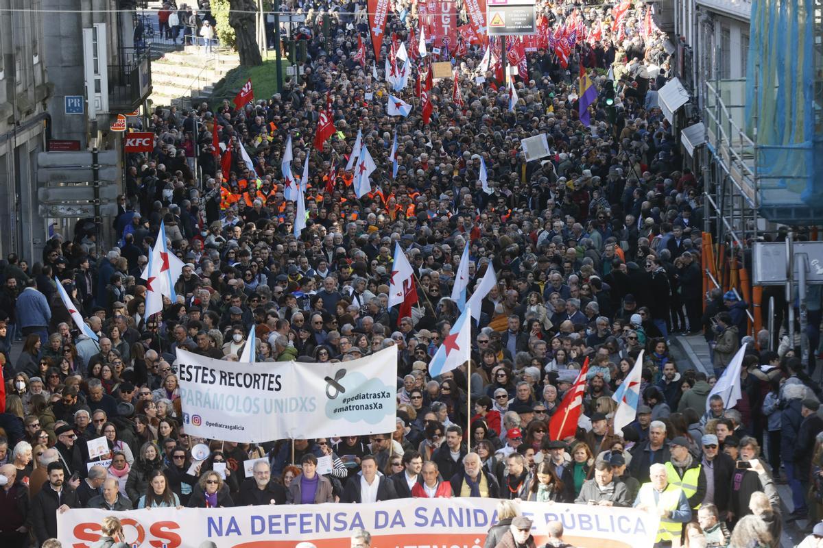 Manifestación por la sanidad pública en Santiago de Compostela