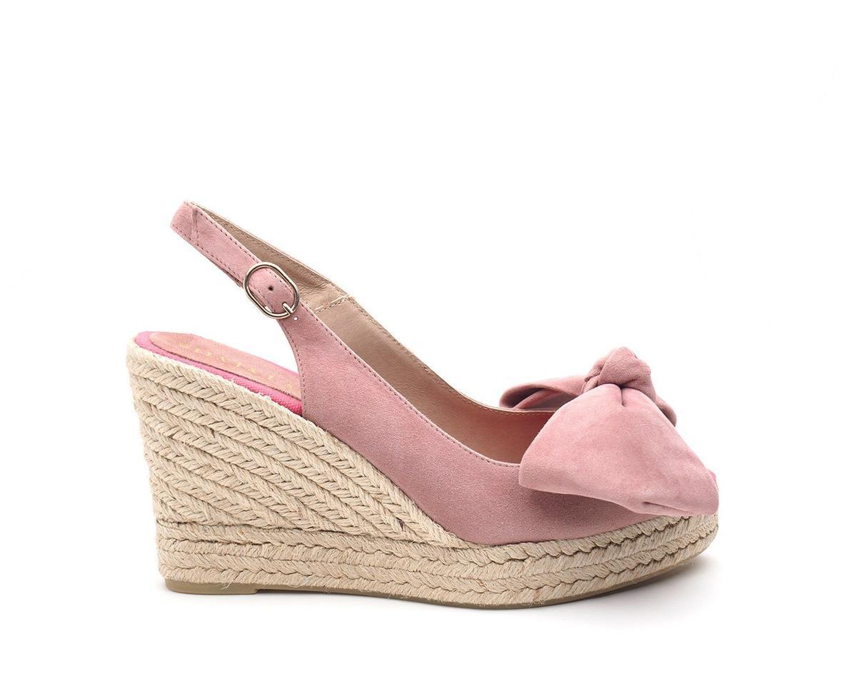 Alpargatas con cuña y lazo en rosa de Silvia Lago