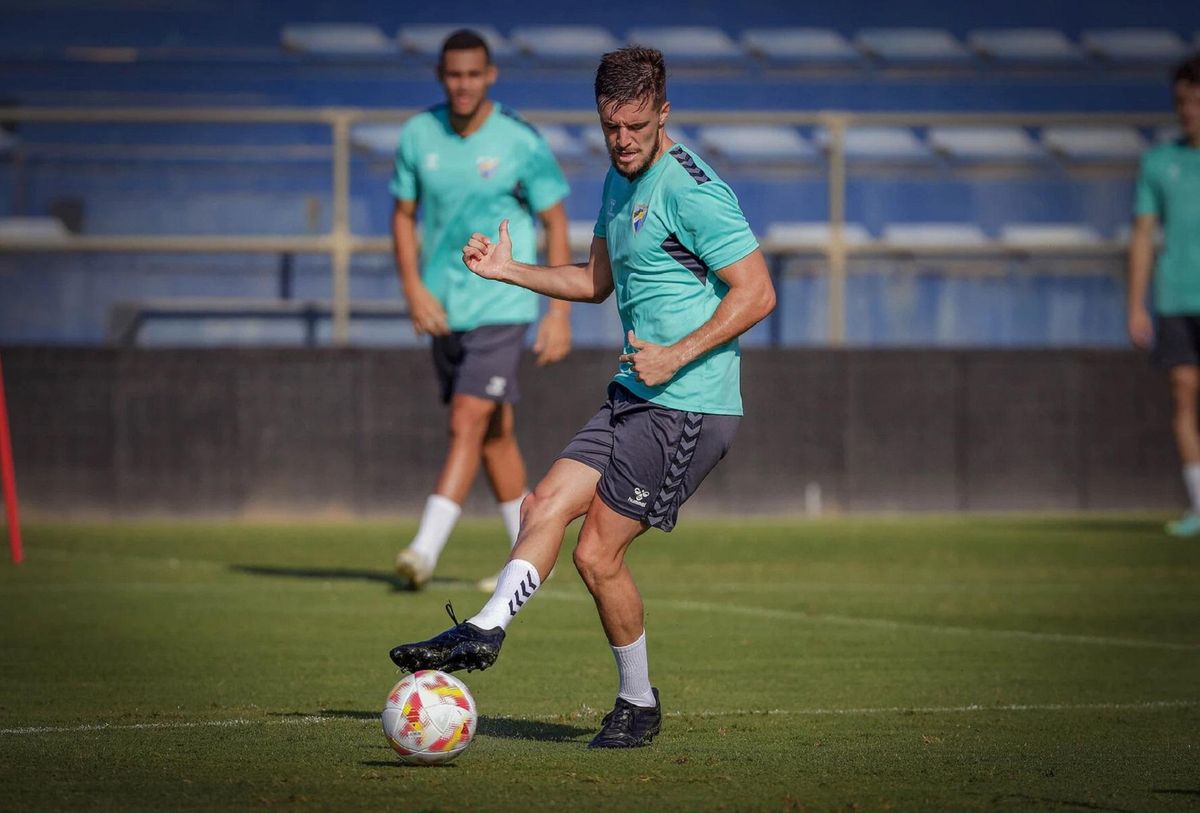 Genaro, en el entrenamiento blanquiazul de este miércoles.